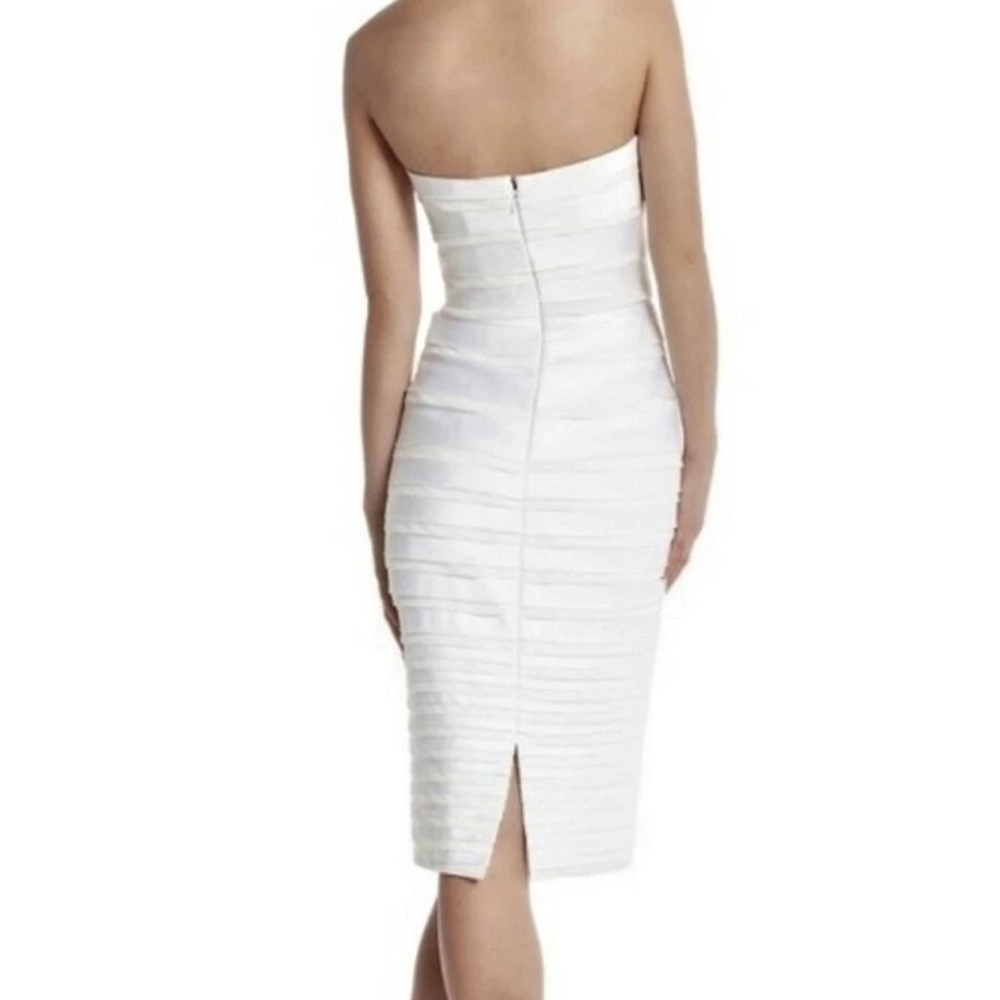 NWT White House Black Market  Strapless White Satin Cocktail Dress – Size 6 - Picture 2 of 8